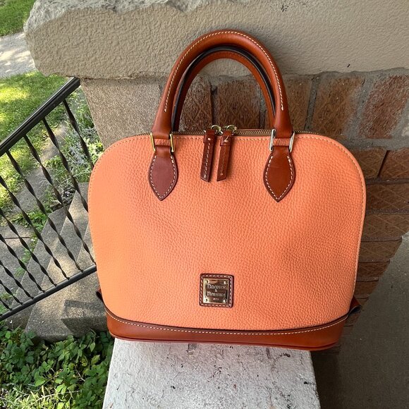 Lot DOONEY & BOURKE Apricot Coral Zip Zip Satchel Large Frame Coin Purse Wallet - Picture 4 of 14